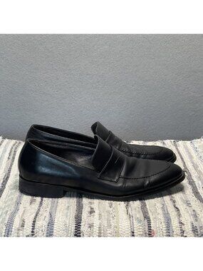 Dylan Gray Mens Black Leather Loafers Made In Italy Slip-On Dress Shoes 11.5